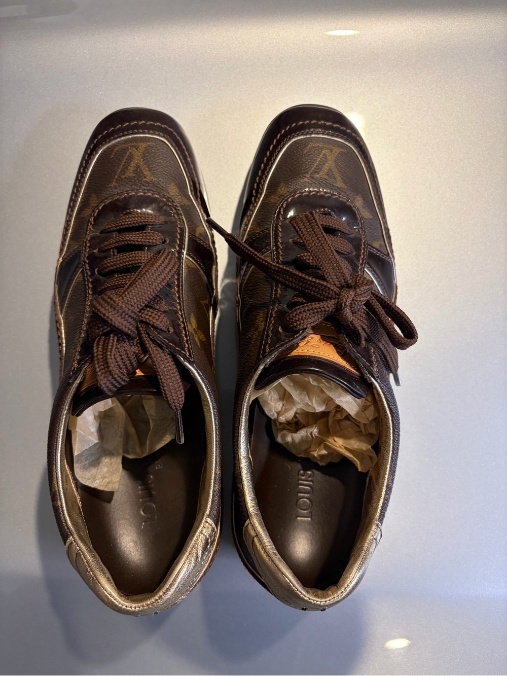 Louis Vuitton Dark Brown Monogram Lace-Up Sneakers